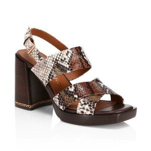 NEW Tory Burch Ruby Snakeprint Platform Sandals
